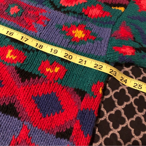VTG L.L. Bean Woman’s Cardigan Colorful Sweater Geometric Blue Purple Sz Medium - Picture 7 of 11
